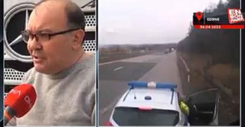 Български полицай забива шамар на турски тираджия, отказал да даде за „супа и кафе“/видео/