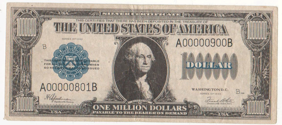 Откриха банкнота от 1 милион долара
