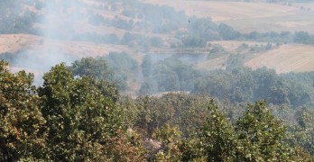 Голям пожар бушува до Лисово, стигна първите къщи