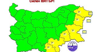 В Свиленград жълт код за силен вятър с пориви до 90 км/ч